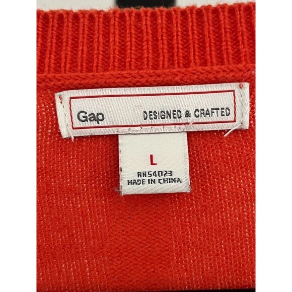 EUC Gap Womens Orange Cardigan Sweater L Merino Wool & Nylon Blend Button Front - Picture 3 of 6